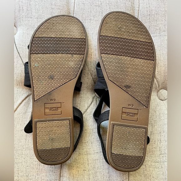 TOMS Sicily Black Canvas Denim Sandals Size (9W) - Picture 4 of 5